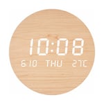 Horloge Murale LED Horloge Créative, Muet Horloge Murale Mode Nordique S201-1PCS-Couleur Bois Massif (Chargement de Type de Stockage de Puissance)