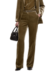 SISLEY Velvet Trousers, Olive Green