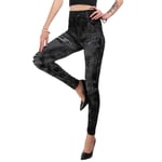 YHWW Leggings,Leggings en Jean Imitation Taille Haute Mince élastique sans Couture, Plus la Taille 3XL Pantalon Crayon Maigre Femme Leggings de Course d'entraînement, D 05, XXL