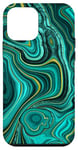 Coque pour iPhone 12 mini Bleu turquoise, bleu sarcelle, motif Strata bleu marine