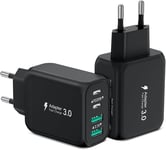 2 Pack Chargeur Usb C, 40w 4 Port Chargeur Rapide Multi Usb Pd Et Qc Bloc Chargeur Usb C, Adaptateur Secteur Téléphones Portables Compatible Aves Iphone 15 Pro Max 14 13 12, Ipad Pro, Galaxy.[F2797]