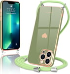 Chaîne De Téléphone Portable Compatible Avec Iphone 13 Pro Max - Avec Cordon En Silicone - Pour Iphone 13 Pro Max - Vert Clair.[V8429]