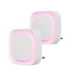 YUNLEX 2 Pcs Veilleuse LED Automatique, Lampe de Nuit à Capteur Crépusculaire, 3 niveaux de luminosité Dimmmable Veilleuse Enfant avec Prise, pour Couloir, cuisine, salle de bains (Rose)