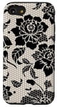 Coque pour iPhone SE (2020) / 7 / 8 Étui de téléphone esthétique pour iPhone avec mosaïque en dentelle noire