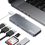 Adaptateur Usb C Hub Pour Macbook Air 2020 2019 2018 13""15""16"",Usb-C Accessoires Compatible Avec Macbook Pro Avec 3 Ports Usb 3.0,Lecteur De Carte Tf/Sd,Thunderbolt 3 Power Delivery