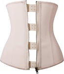 YIANNA Gaine Amincissante Ventre Plat Femme Zipper Corset Minceur Waist Trainer Ceinture de Sudation Invisible Latex Body Gainant Bustier Beige, 2219 Size L