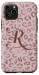 Coque pour iPhone 11 Pro Letter R Initial Leopard Rose Pink Cheetah Monogram