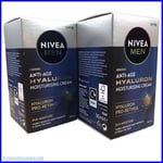 Nivea Men Anti Age Hyaluron Moisturising Cream SPF 15  - 2 x 50ml Pack