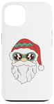 Coque pour iPhone 13 Lunettes de soleil visage de Père Noël barbe et chapeau de Noël drôle