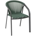 Fauteuil de jardin empilable Riu vert olive & graphite en aluminium traité en epoxy - Hespéride