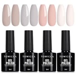 TOMICCA 4 CouleursVernis Semi Permanent Nude Set Automne Couleur Naturelle Shellac Vernis à Ongles Gel Soak Off UV/LED Cadeau Non Toxique et Durable pour Starter Nail Art Salon DIY Home,8ml