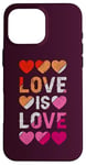 Coque pour iPhone 16 Pro Max Lesbienne, Cœurs, L'amour est l'amour, Fierté LGBT