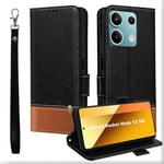 MAMA MOUTH Coque pour Xiaomi Redmi Note 13 5G,Cuir Clapet Magnétique Portefeuille Etui,TPU Bumper Rabat Housse avec Porte Cartes Pochette,Antichoc Case Cover pour Redmi Note 13 Noir