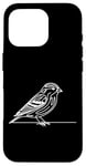 Coque pour iPhone 16 Pro Line Art Oiseau et Ornithologue Pin Siskin