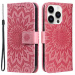 Trolsk Imprint Dahlia Flower Wallet (iPhone 15 Pro) - Rosa