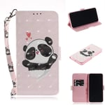 Nodigo Cuir Coque pour iPhone XR Antichoc avec Support Clapet Design Silicone Animal Motif Drôle Étui Bumper 360 Kickstand Case Cover Housse Fille Femme Homme Portefeuille - Panda