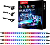 Lumières Magnétiques Arc-En-Ciel Pour Boîtier Pc, Bande Led Rgb Adressable Pour Pc Ws2812B, 5V 3-Pin Led Header, Compatible Avec Asus Aura Sync, Gigabyte Argb Fusion (4 Bandes) Rubans à LED