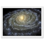 Space Map Milky Way Galaxy Spiral Stars Solar System Earth Diagram Artwork Framed Wall Art Print A4