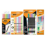 BIC Kit d’écriture Pastel avec Feutres double pointe, Porte-mines, Surligneurs et Feutres d'écriture - Corps et Encres Pastel Assortis, Pack de 23