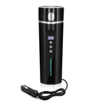 Bouilloire de voyage pour voiture, bouilloire de voiture 12 V/24 V, température de chauffage rapide réglable 75-100 W, portable, 450 ml, avec écran LCD, adaptée au travail, à l'école, aux voyages