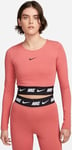 Nike NSW Crop Tape Ls Top Adobe/Black XS