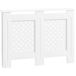 HOMCOM Couvercle de radiateur, cache radiateur, grille croisée, étagère supérieure, pour salon, chambre à coucher, couloir, en bois, 112 x 19 x 81,5 cm, blanc