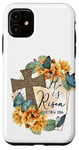 Coque pour iPhone 11 He Is Risen Imprimé Léopard Croix Amour Printemps Chrétien Pâques