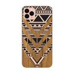 Coque Iphone 12 MINI effet bois aztec noir