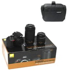 KamKorda Camera Bag + D3500 DSLR Camera + AF-P DX 18-55mm f/3.5-5.6G VR + AF-P DX 70-300mm f/4.5-6.3G ED VR, 24.2MP DX-Format CMOS Sensor, EXPEED 4 Image Processor + 2 Year Warranty