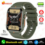 2024 Uusi 1.95 Outdoor Military Man Smart Watch Miesten Bluetooth Call Smart Watch Miesten Android Ios Ip68 Vedenpitävä Ftiness Kellot_green_Outdoor Military