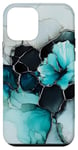 iPhone 12 mini Elegant White Stained Glass black Abstract turquoise Stone Case