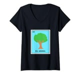 Womens Funny Mexican Lottery Bingo Game El Arbol V-Neck T-Shirt