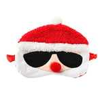 Ulife Mall Funny Christmas Santa Claus Eye Mask for Sleeping Travel Fluffy Blindfold Sleep Mask Novelty Personalised Eye Cover Breathable Eyeshade for Kids Girls Boys Women -Red