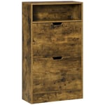 Shoe Cabinet with 2 Flip Doors, 2-Drawer Cupboard, Adjustable Divider