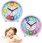 2 Pièces Horloge Enfant Apprentissage,Réveil Enfant,Reveil Enfant Fille,Horloge Apprentissage Enfant,Reveil Enfant Analogique,Adapté À Diverses Occasions Et Besoins Dans Les Chambres D'Enfants