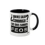 LUXMOVIL Tasse en céramique personnalisée 350 ml, M. Tarao Phrases originales, cadeaux drôles, adapté pour micro-ondes de couleur blanche et noire (Voulez-vous sortir avec moi?...)