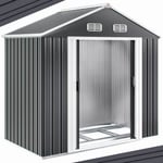 Abri de jardin en métal anthracite XL 196x132x188cm cabane de jardin 1,8m² fondation incluse rangement abri à outils vélos 3,1m³