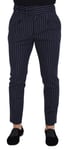 Pantalon DOLCE & GABBANA Bleu En Laine Rayé Pour Homme IT48/W34/M 1200USD