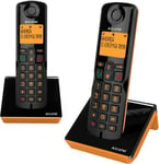 S280 duo orange Telephone sans fil duo, mains libres, Repertoire 50 noms et numeros fonction blocage des appels indésirables