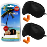 Sure Travel Comfort Fit Black Out Eye Shield Shade + Foam Ear Plugs Twin Pack