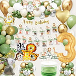 Decoration Anniversaire 3 an, Ballon Anniversaire 3 an, Jungle Decoration Anniversaire Fille Garcon avec Deco Anniversaire 3 an, kit anniversaire fille pour Jungle Safari Anniversaire jungle fille