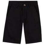 Short Enfant Garçon Coton, Shorts et Bermudas Garçon avec Poches, Short Chino Enfant, Vêtements Été Enfant Ado Garcon 4-14 Ans (Noir, 13-14 Ans)