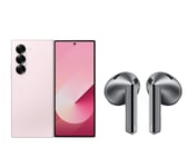 Samsung Galaxy Z Fold6 & Galaxy Buds3 Wireless Bluetooth Noise-Cancelling Earbuds Bundle - 512 GB, Pink, Pink