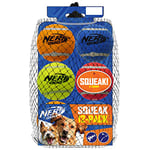 Nerf Dog Coffret Cadeau de 12 Jouets pour Chien, Comprend Une Balle de Tennis couinante de 6,3 cm, matériau Nerf Tough Multicolore