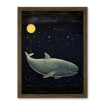 Artery8 Whale Breach at Full Moon Reach for the Stars Conceptual Artwork Kids Bedroom Artwork Framed Wall Art Print 18X24 Inch