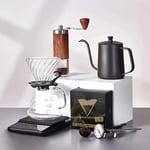 Lifcausal - Ensemble de cafetière, kit de café filtre 8 pièces, ensemble de café filtre manuel V60, ensemble de cafetière à versement manuel avec