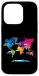 Coque pour iPhone 14 Pro Carte Colorée Terre Pays Continent Géographie Carte Du Monde