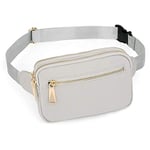 UTO Sac Banane Femme Homme Fanny Pack Ceinture Imperméable Nylon Mode Léger Sac de Taille avec 3 Poches zippées Zapata Gris