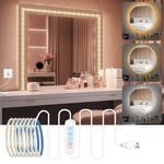 URAQT Lumière Miroir Coiffeuse, 2 m lumière LED pour Miroir, Lampe Coiffeuse Maquillage avec 240 LED,USB Câbles Parfaitement Cachés, 3 Couleurs et 10 Intensités Dimmable Lumière de Miroir.