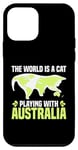 Coque pour iPhone 12 mini Le monde est un chat qui joue avec l'Australie World Map Traveler